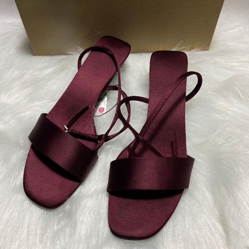 Women Shoes Brands - Luxury Satin Ankle Strap Low Heels
