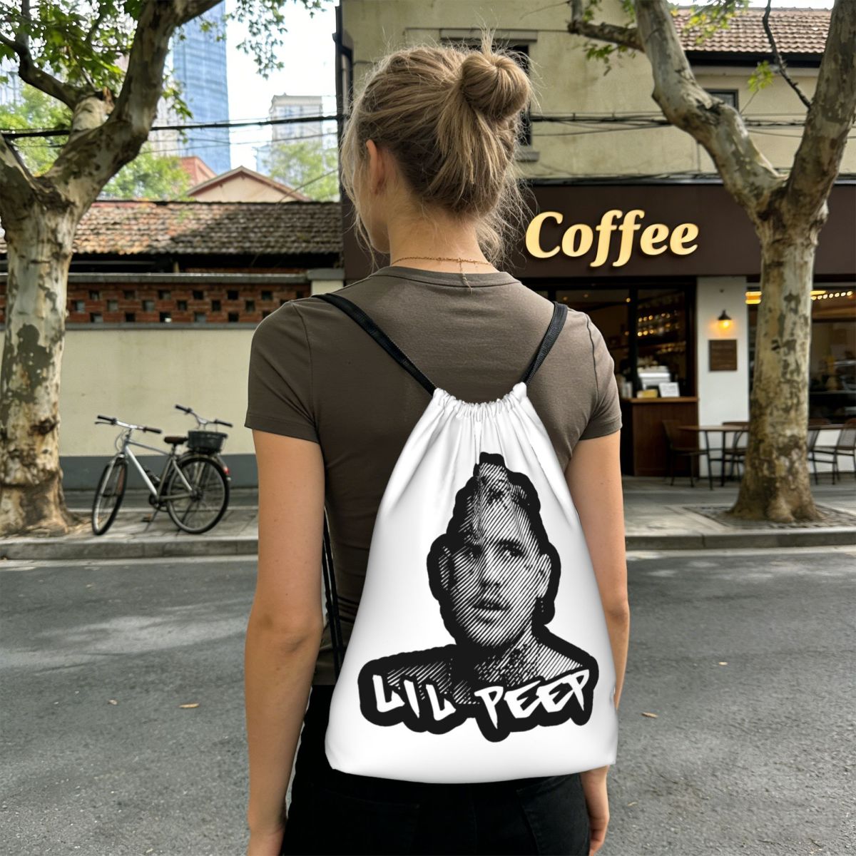 Women Shoes Logo - Logo Lil Peep Backpacks Fashion Drawstring