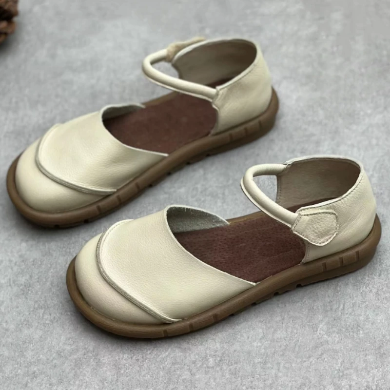 Women'S Shoes For Wide Feet - Soft Leather Women's Flat Shoes Retro