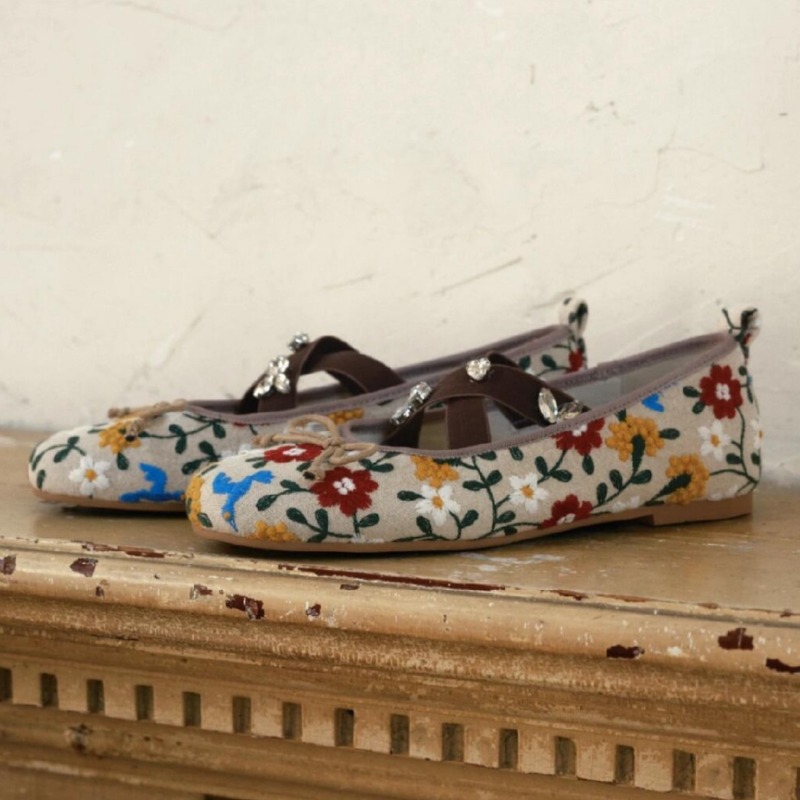 Embroidery Flower Ballet Flats - đánh giá và giá Women Shoes Brands