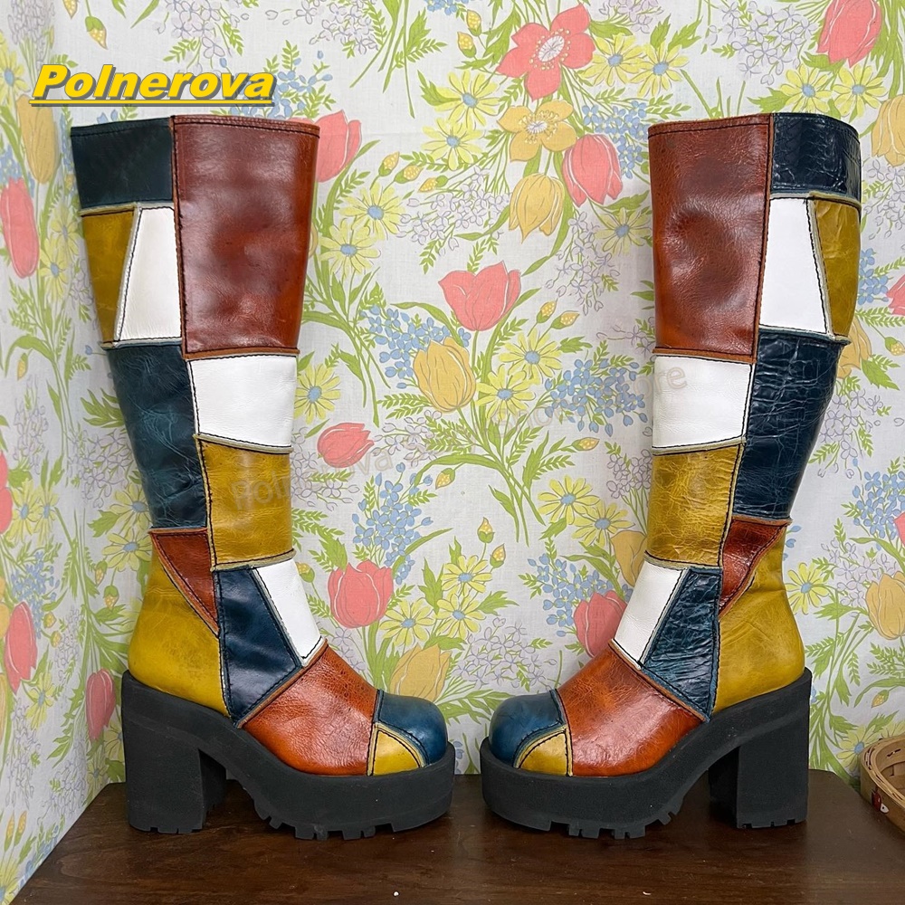 Women Retro Patchwork Leather  - đánh giá và giá Women'S Shoes Y2K