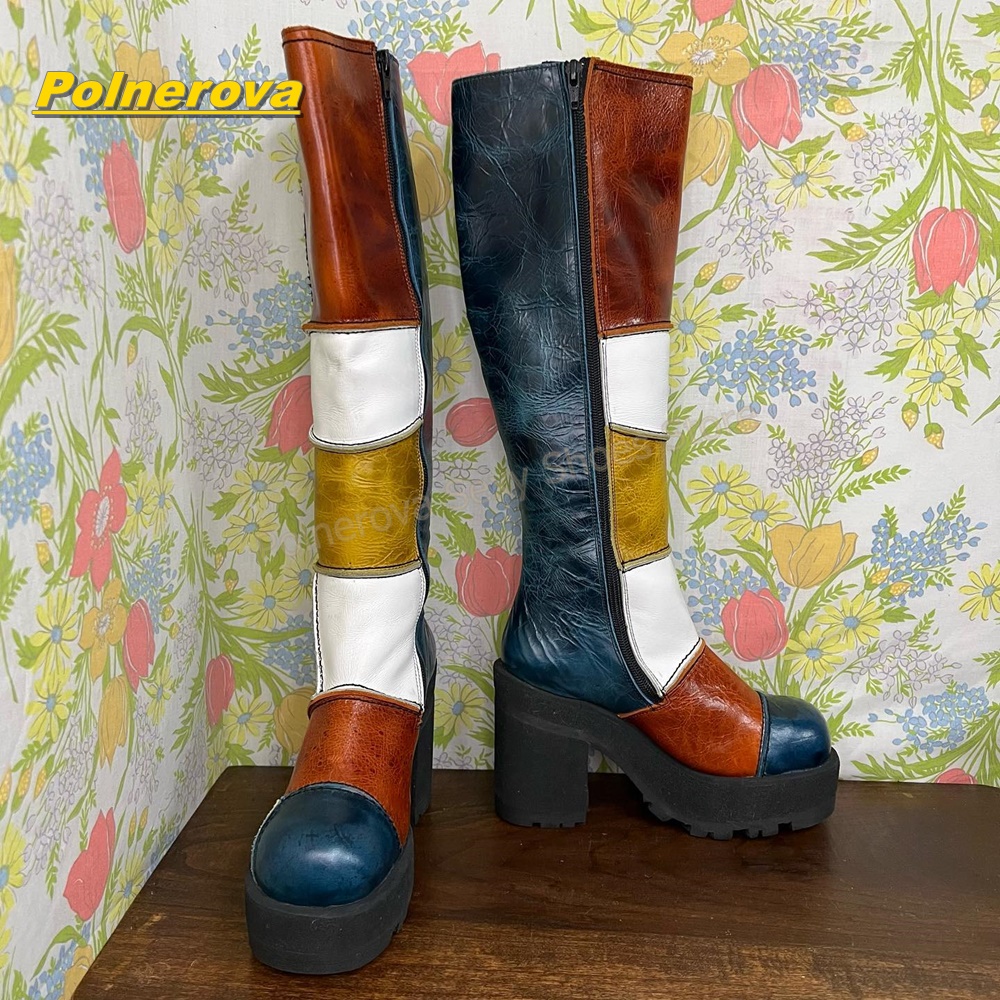 Women Retro Patchwork Leather  - đánh giá và giá Women'S Shoes Y2K