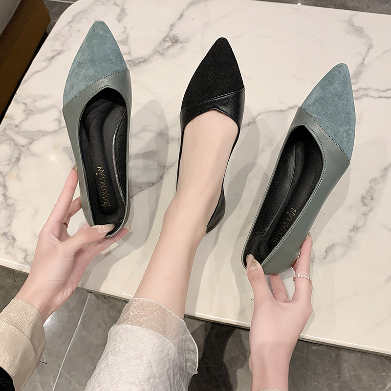 Flat black leather shoes for w - đánh giá và giá Pointed Toe Flat