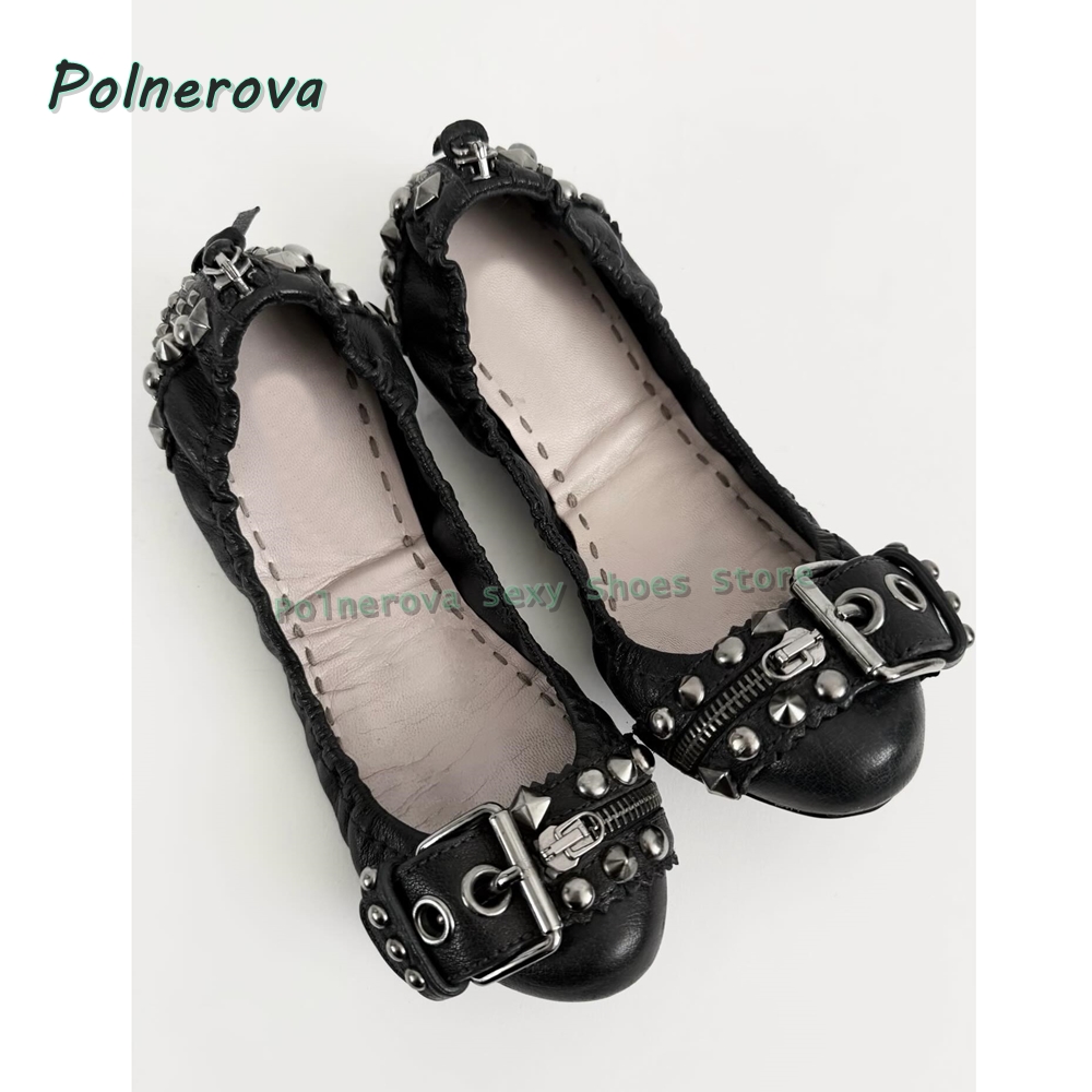 Rivet Belt Buckle Mary Jane Sh - đánh giá và giá Pointed Toe Flat