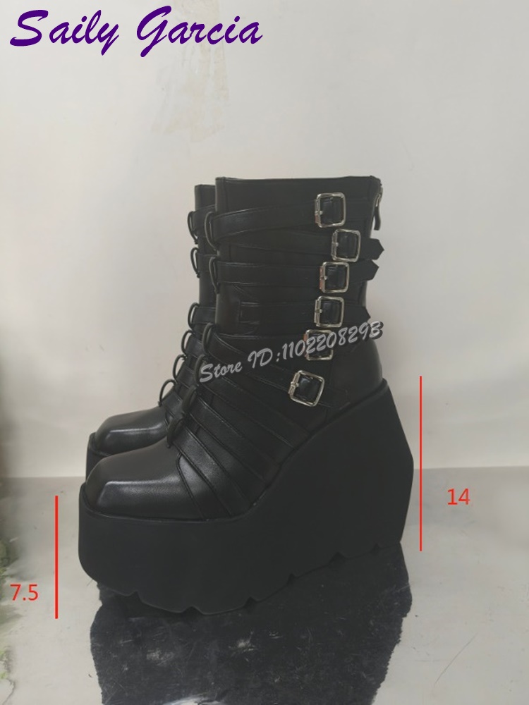 Punk Belt Buckle Platform Moto - đánh giá và giá Women'S Shoes Y2K
