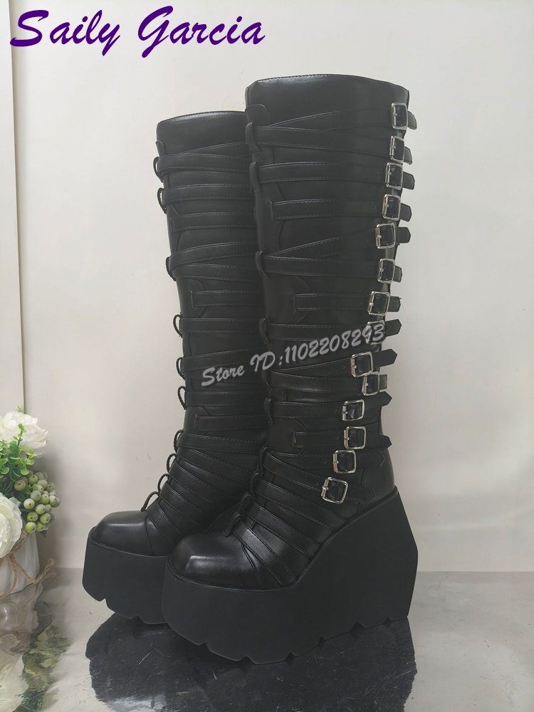 Punk Belt Buckle Platform Moto - đánh giá và giá Women'S Shoes Y2K