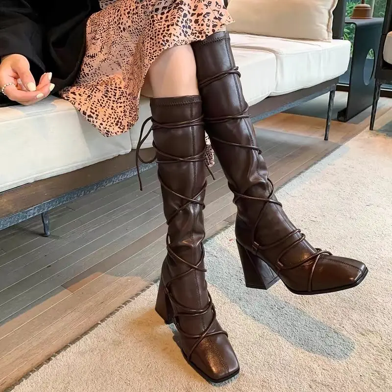 Autumn Winter Leather Strap Kn - đánh giá và giá Women'S Shoes Y2K